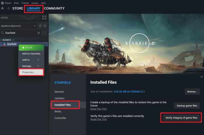 steam verify Starfield