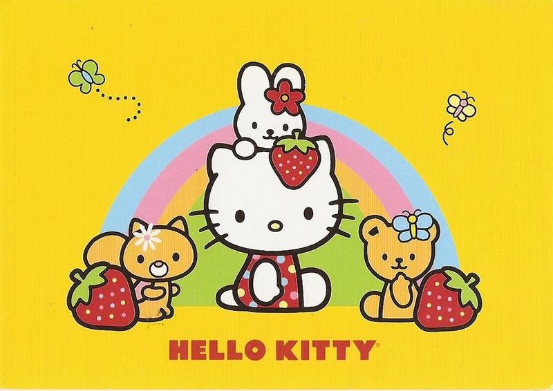hello kitty and friends yellow background