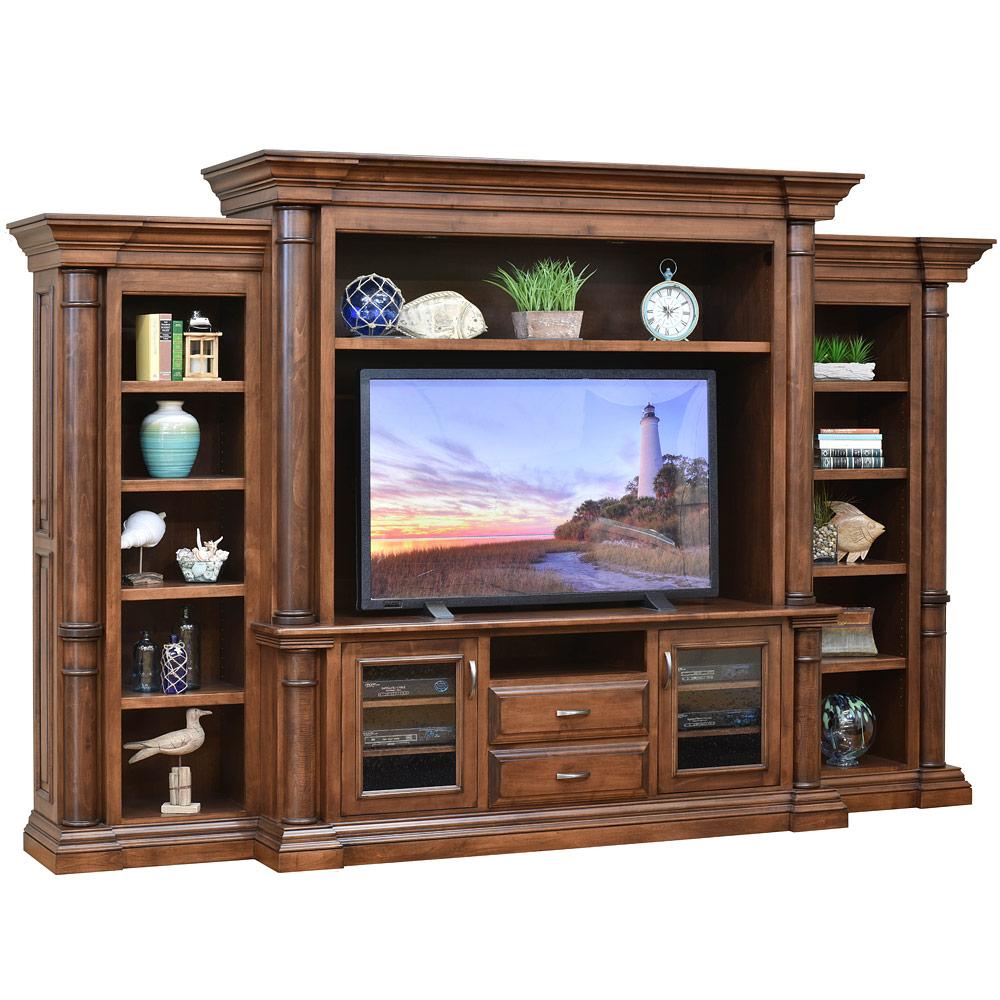 Solid wood American made entertainment center