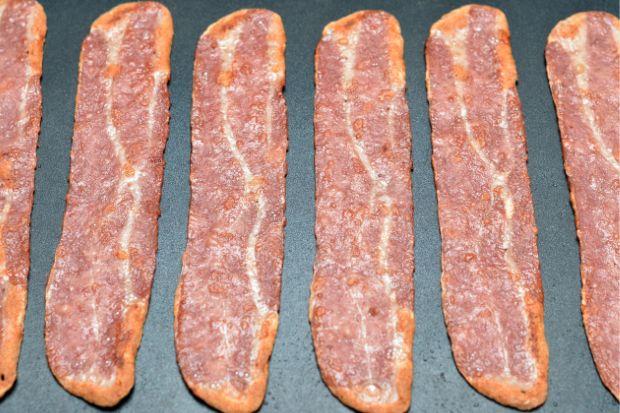 Turkey bacon strips that are less salty than regular bacon