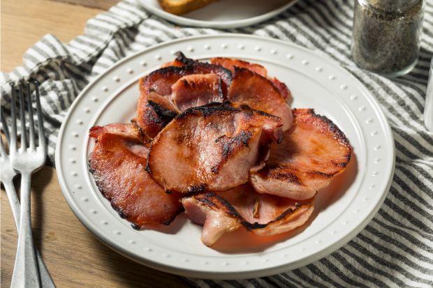 Plate of Canadian bacon that isn