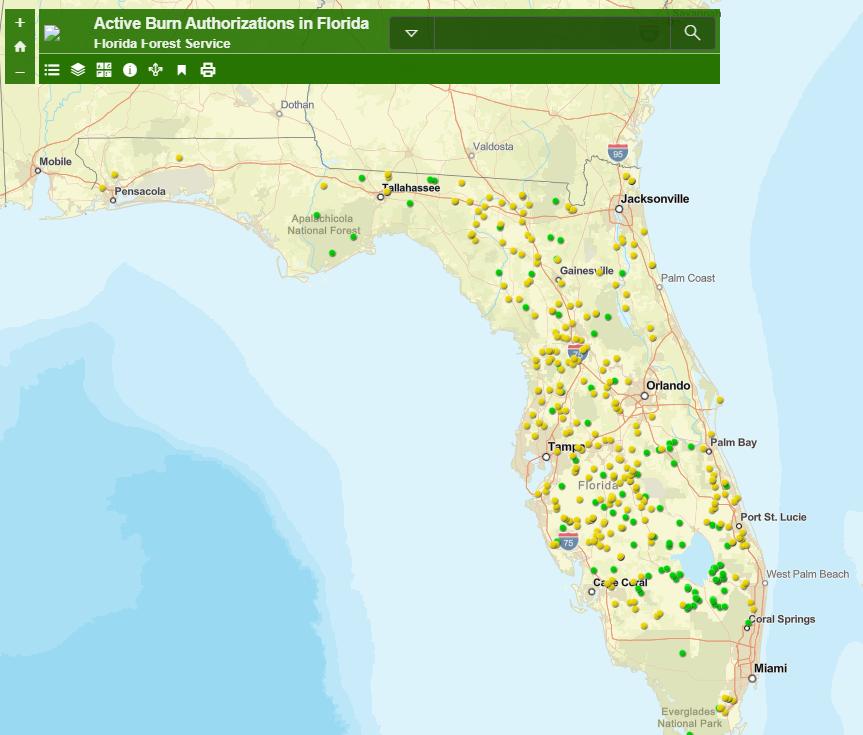 Active burn authorizations in Florida Feb. 28, 2024.