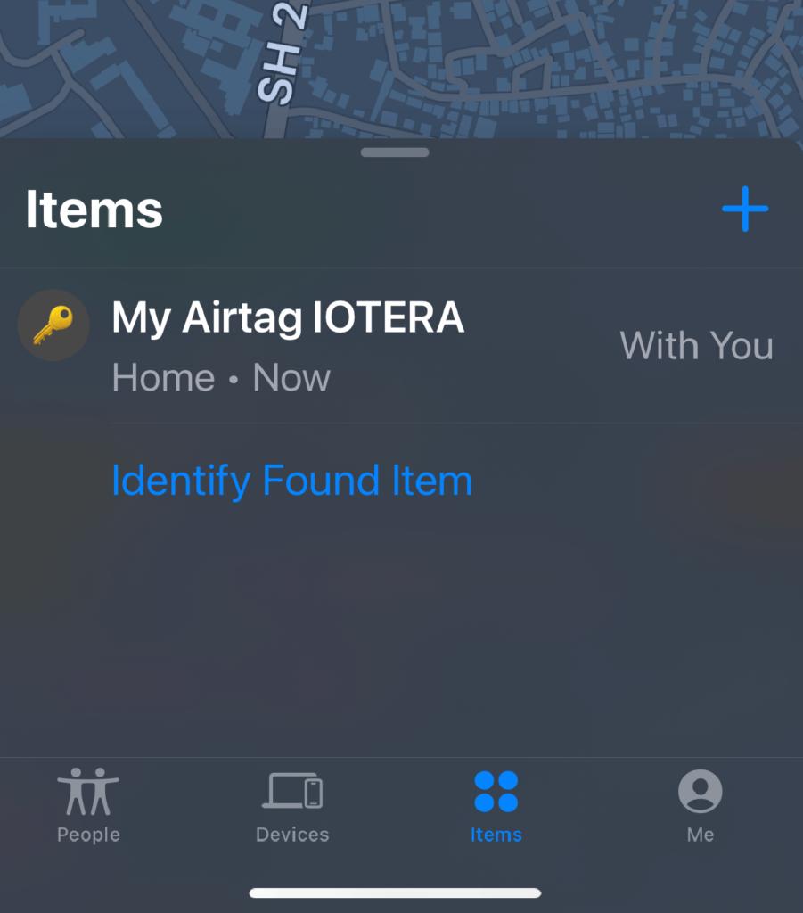 Items tab - Find My