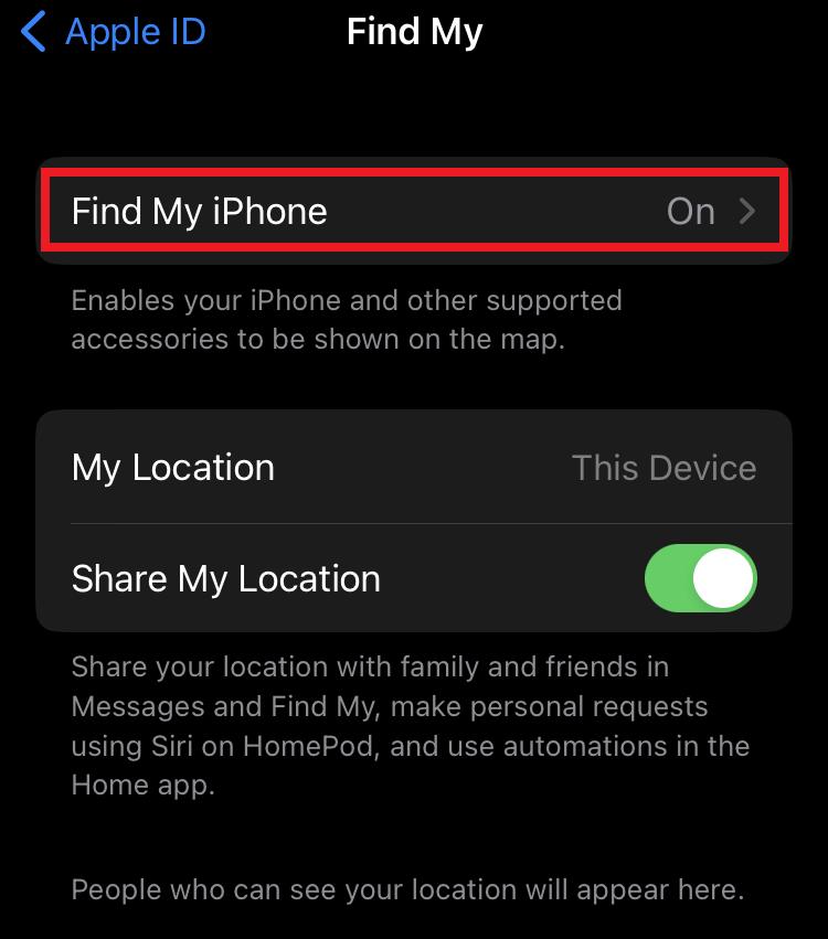 iOS - Find My iPhone