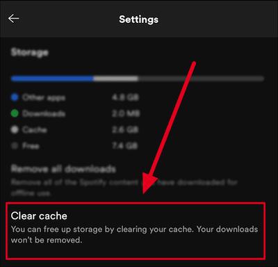 Clean Spotify Cache on Mobile