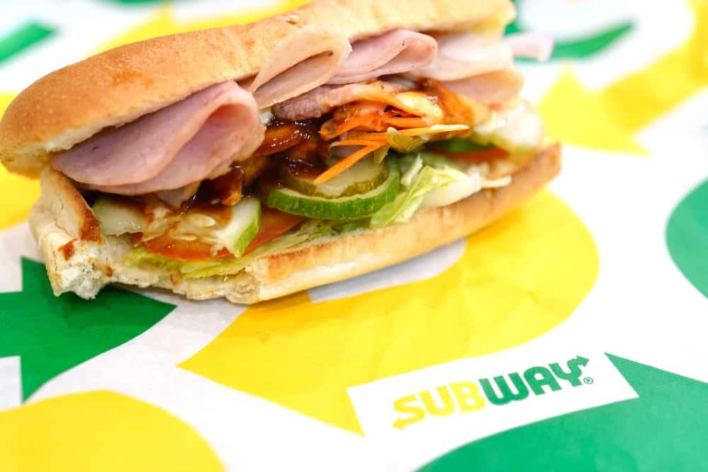 Sandwich on Paper cover at Subway Sandwich Restaurant
