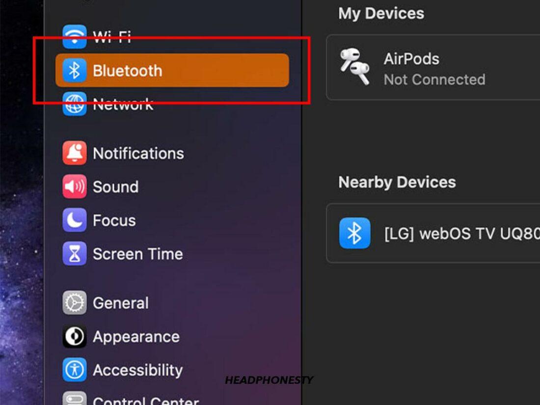 Select Bluetooth.