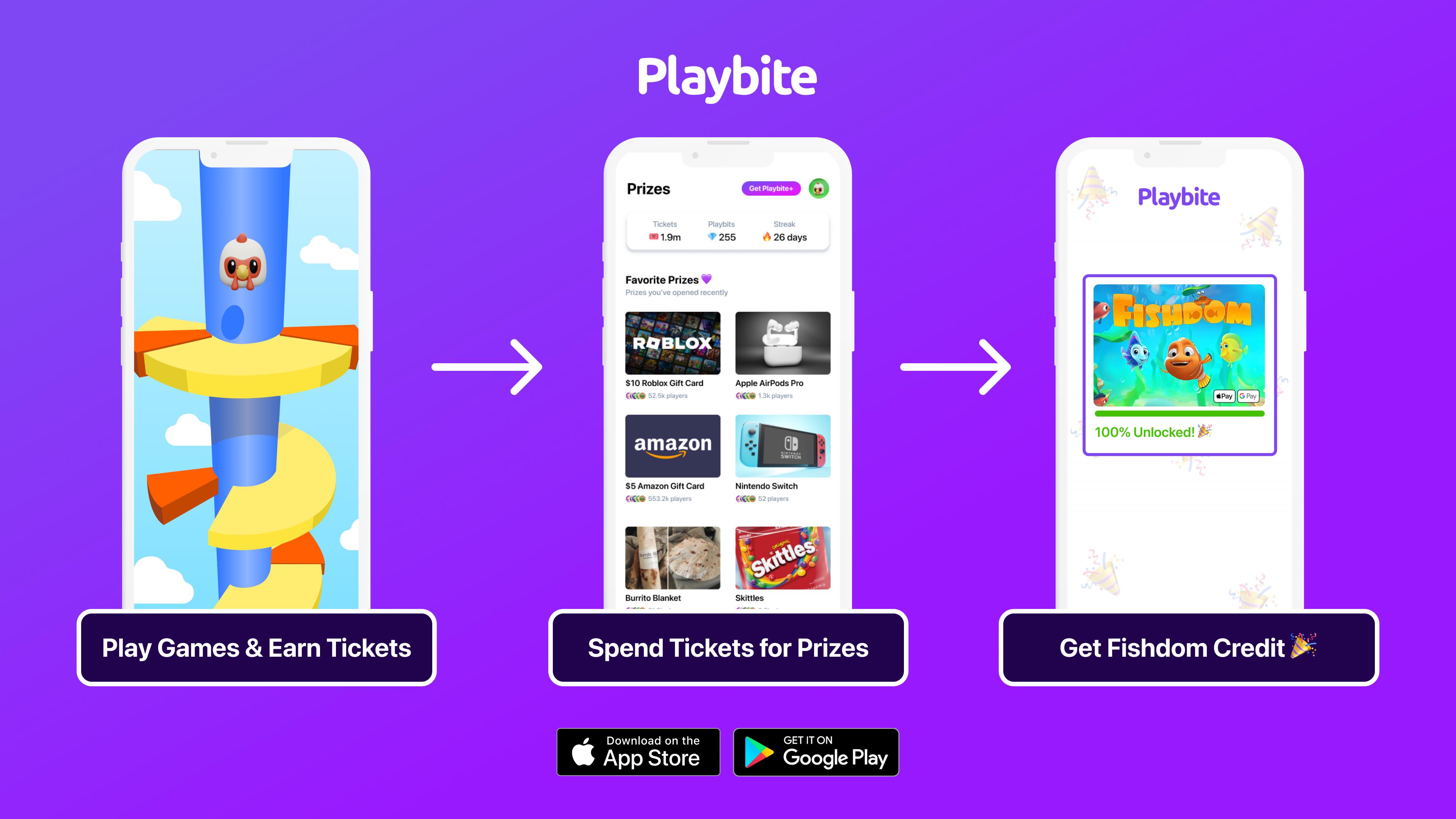 Win Fishdom Credit on Playbite