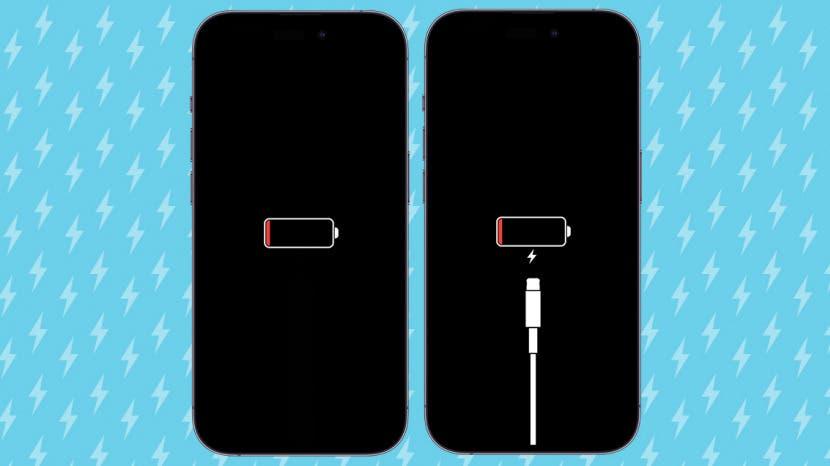 Comparison of battery icons between charging and not charging