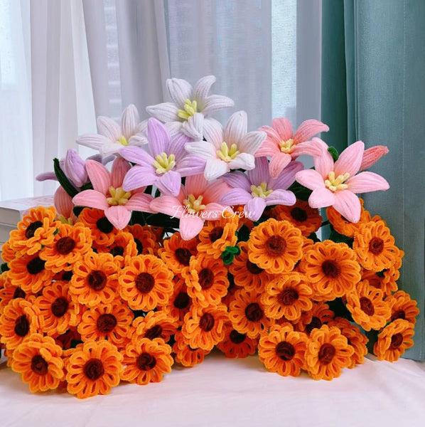 pipe cleaner flowers, sunflowers and lilies