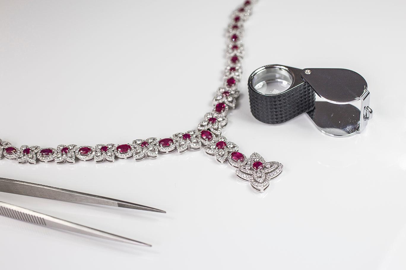 red ruby and diamond necklace
