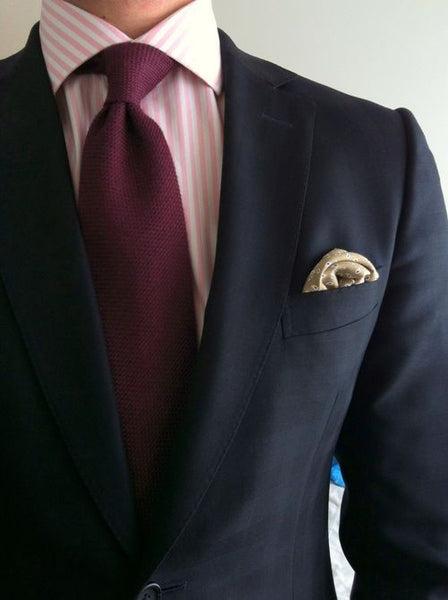 Navy Suit, Pink Shirt & Burgundy Tie