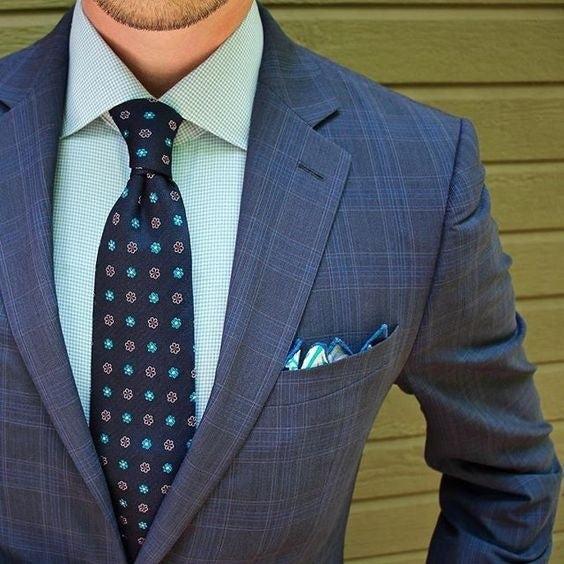 Navy Tie Light Green Shirt