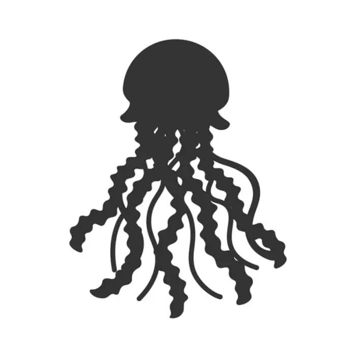 A black silhouette image of a jellyfish.