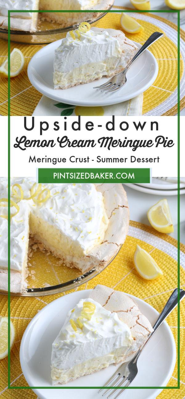 This upside down Lemon Cream Meringue Pie has the meringue on the bottom as the shell and then it