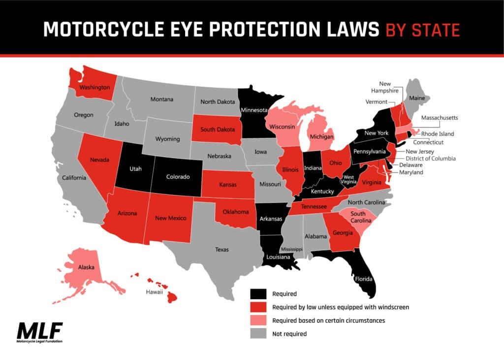 US map showing daytime headlight laws by state