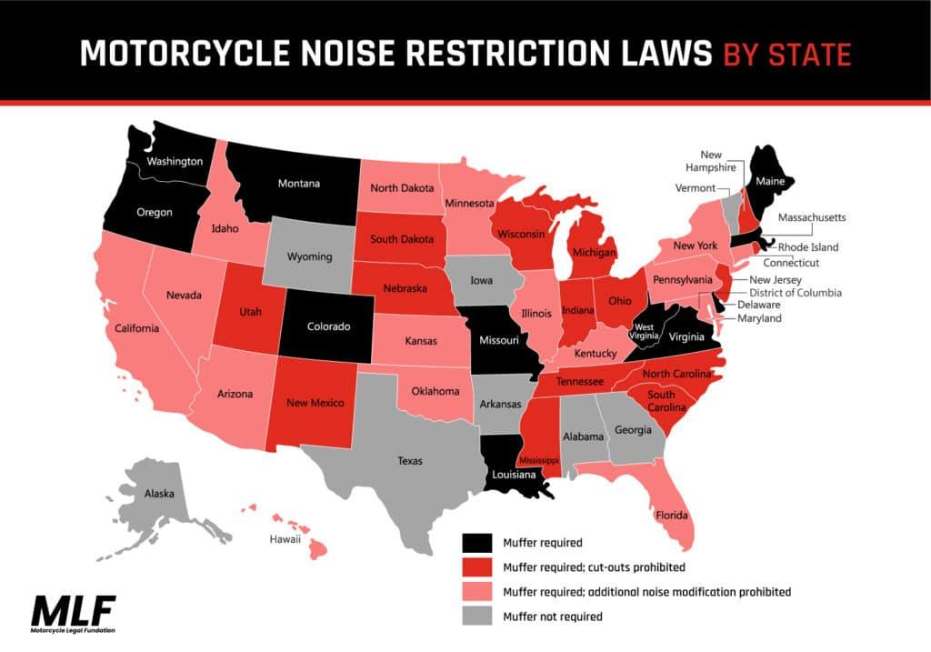 Map of the motorcycle no-chase laws in the US