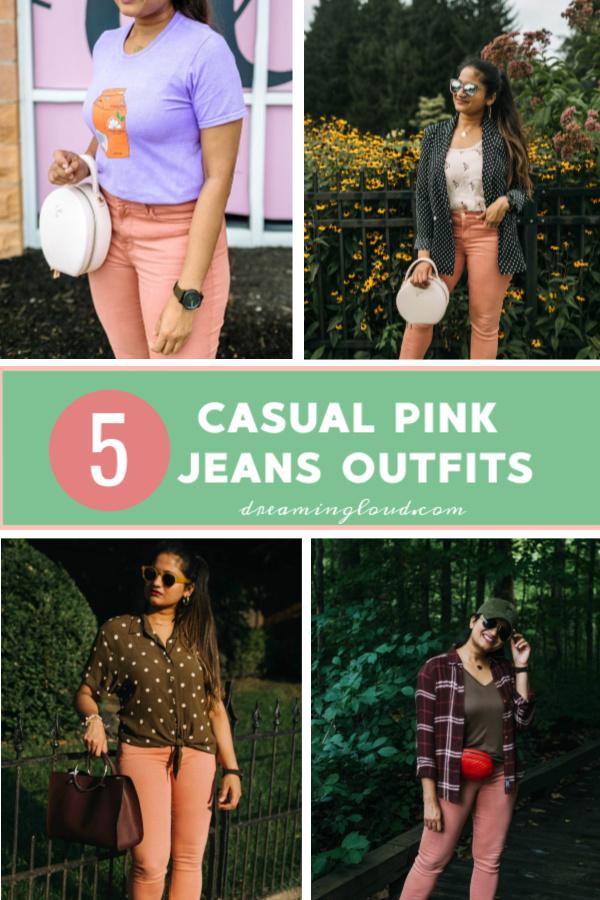 Jen7 Pink jeans featured by popular US modest fashion blogger, Dreaming Loud