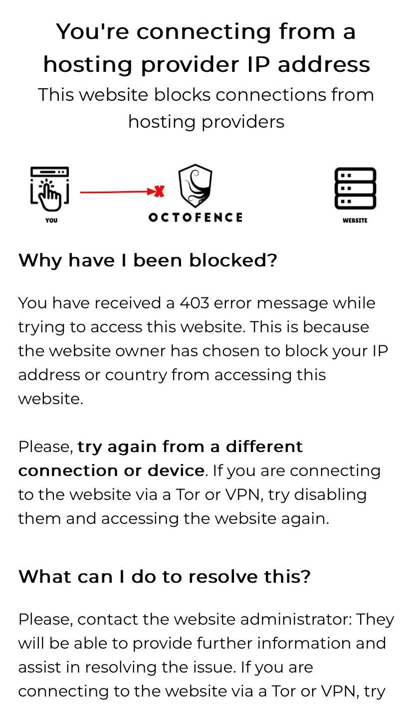 Octofence firewall is blocking Colosseum ticket traffic from outside Italy