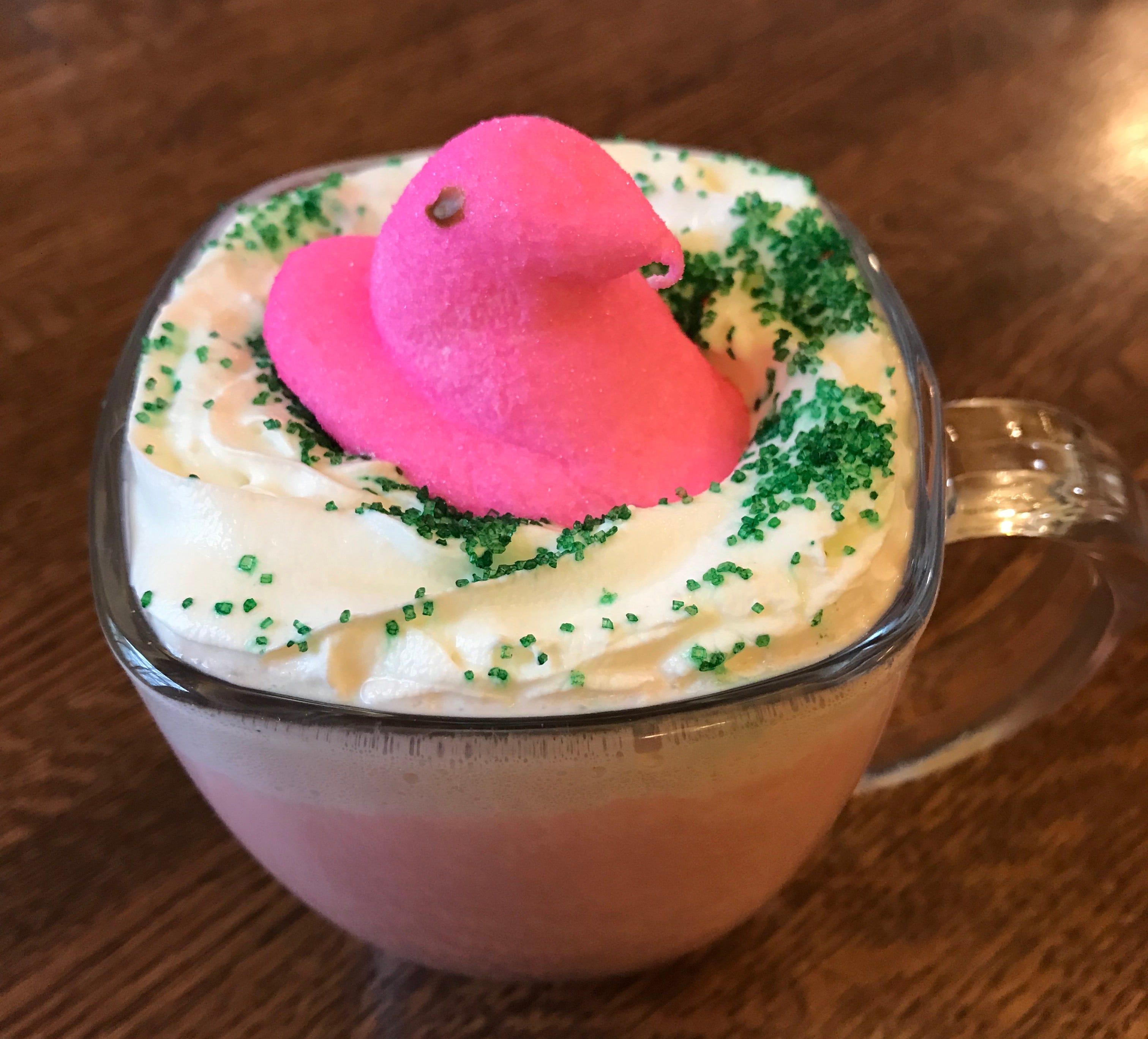 Peeps hot cocoa is an Easter special at Simply Crepes.