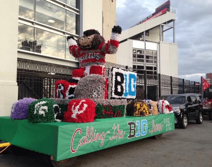 OSU homecoming parade with brutus on a float