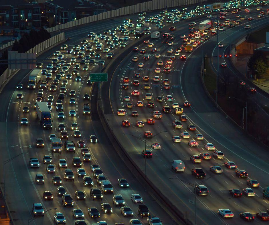 Rush hour Atlanta traffic in the evening