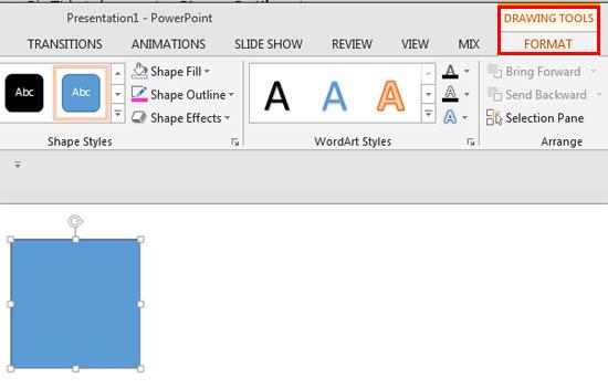 Drawing Tools Format tab of the Ribbon