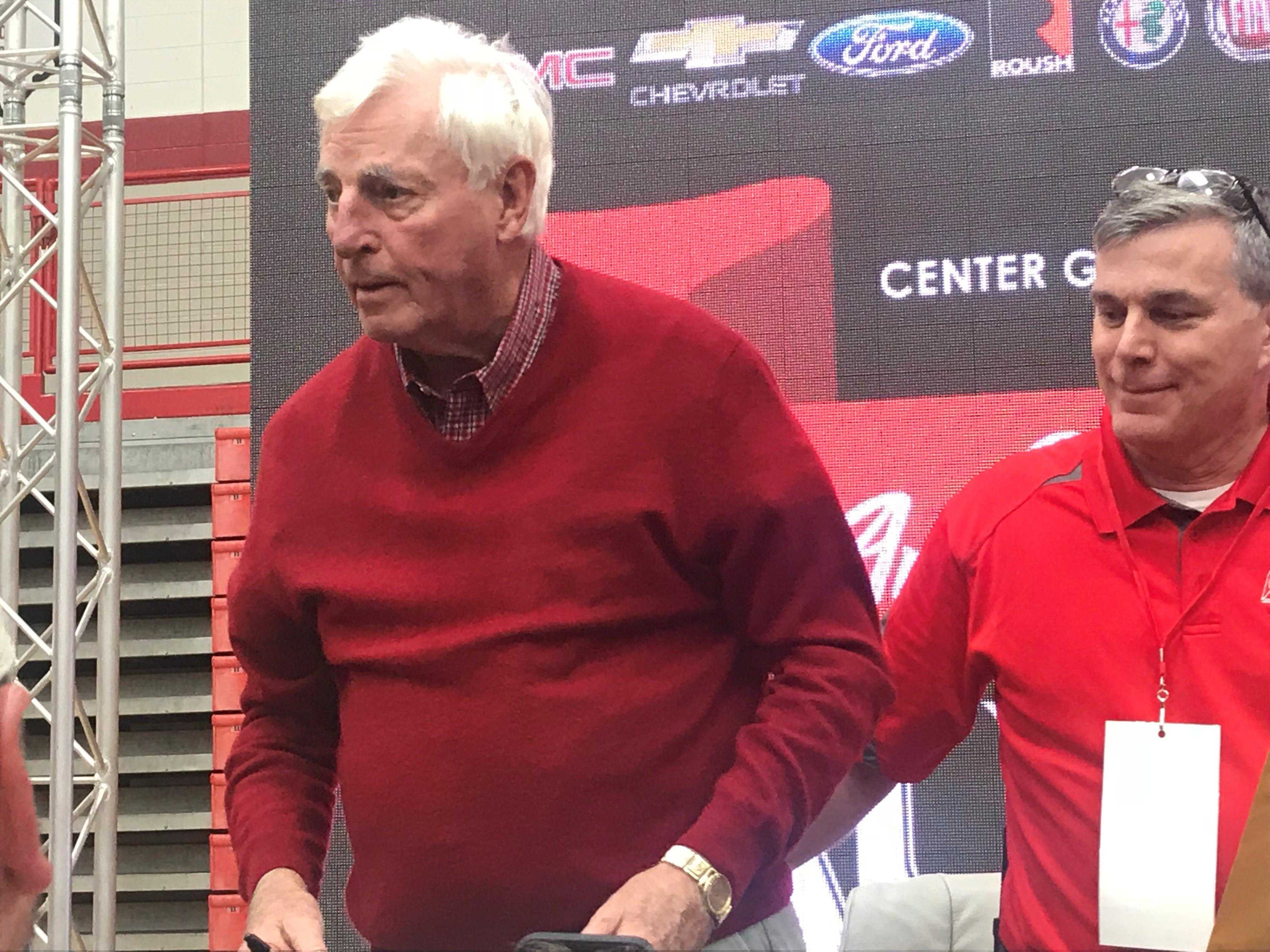 Bob Knight, 78, after an appearance at Center Grove High Thursday night.