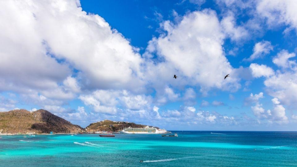 Tourists are enjoying the views and landscape while being on the St Maarten flying dutchman which is the steepest zipline in the world