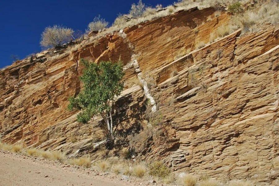 A slanted roadcut in Imperial county