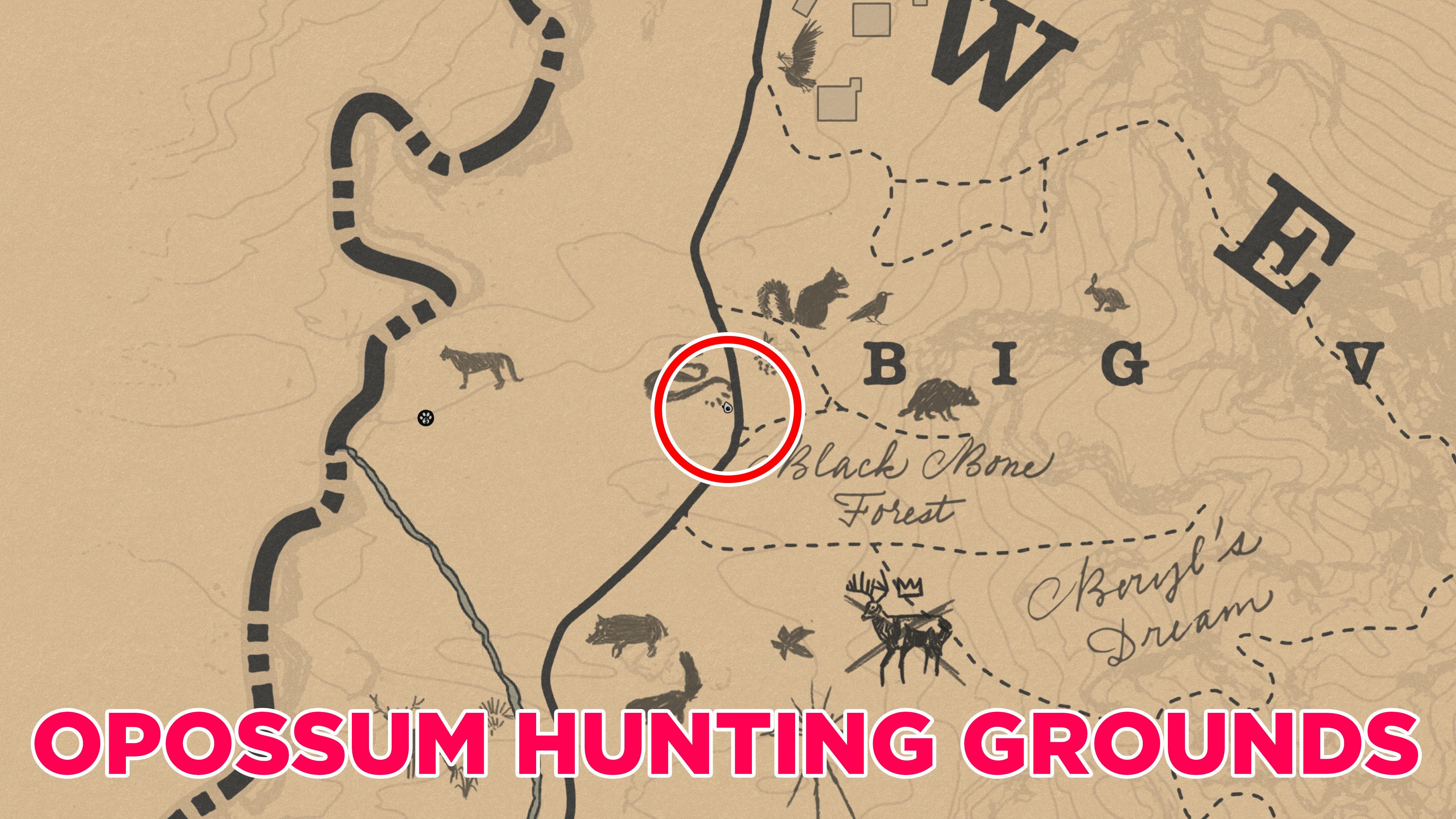 RDR2 opossum location map