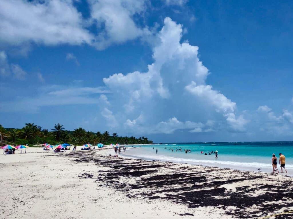 View of the crowd enjoying the Flamenco Beach in late summer