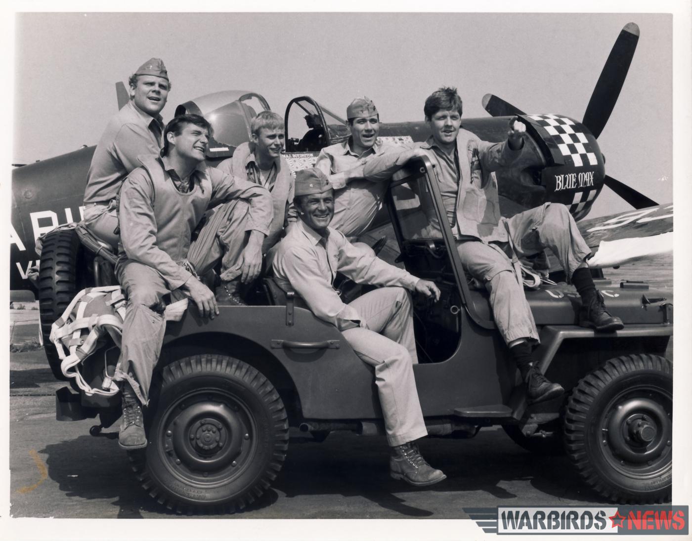 Black Sheep cast with Blue Max in the background. (photo via Stephen Chapis)