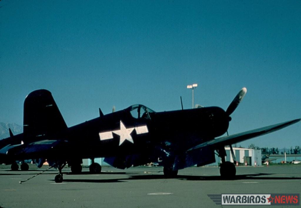 FG-1D Corsair Bu.92106 at Chino in February, 1977. (photo by Tim Gann)