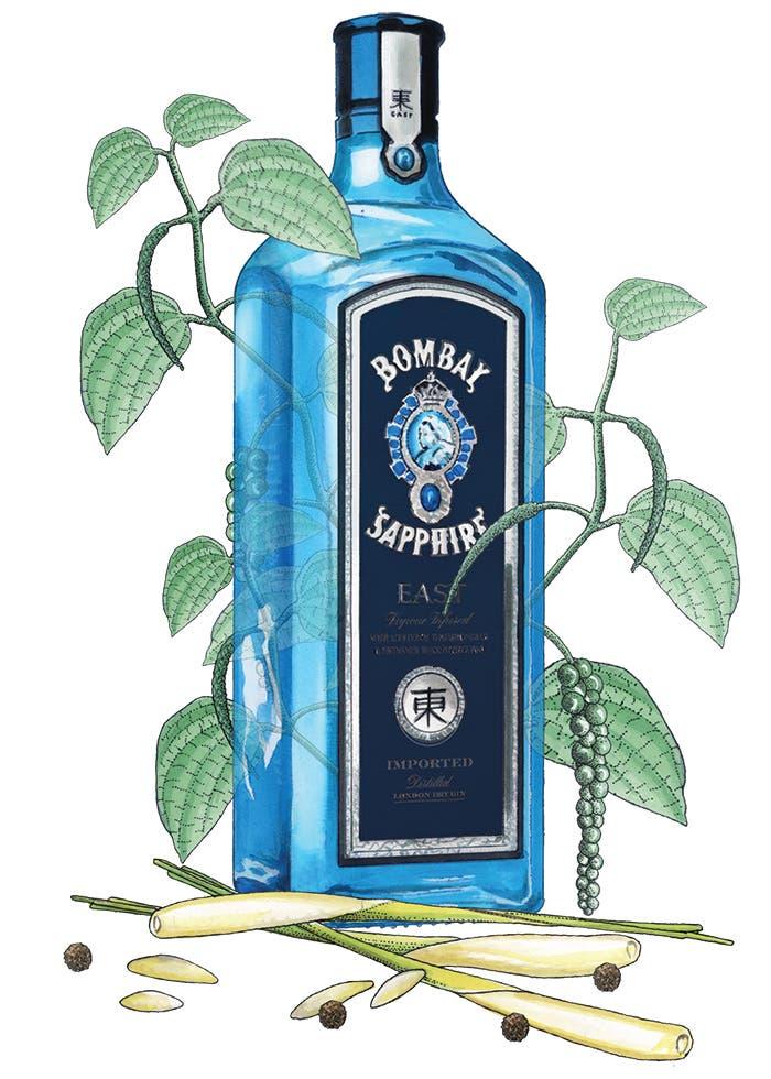 Bombay Sapphire East bottle illustration