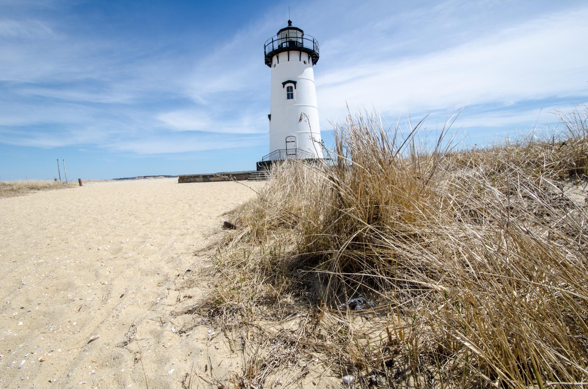 A beach and lighthouse at Martha