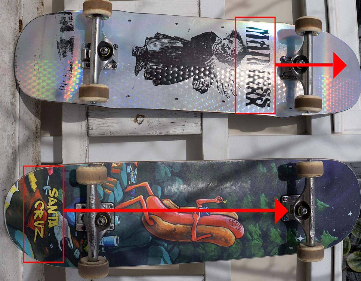 skateboard front and back graphics