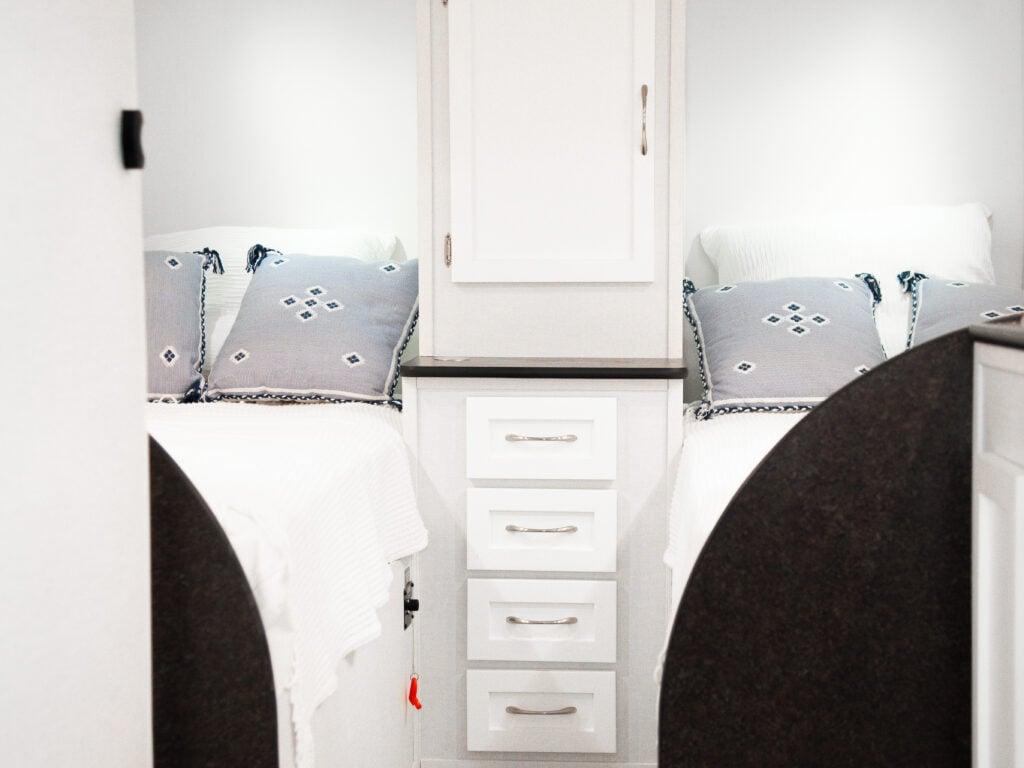 Keystone Bullet Crossfire lightweight travel trailer galley and dinette. photo: Keystone