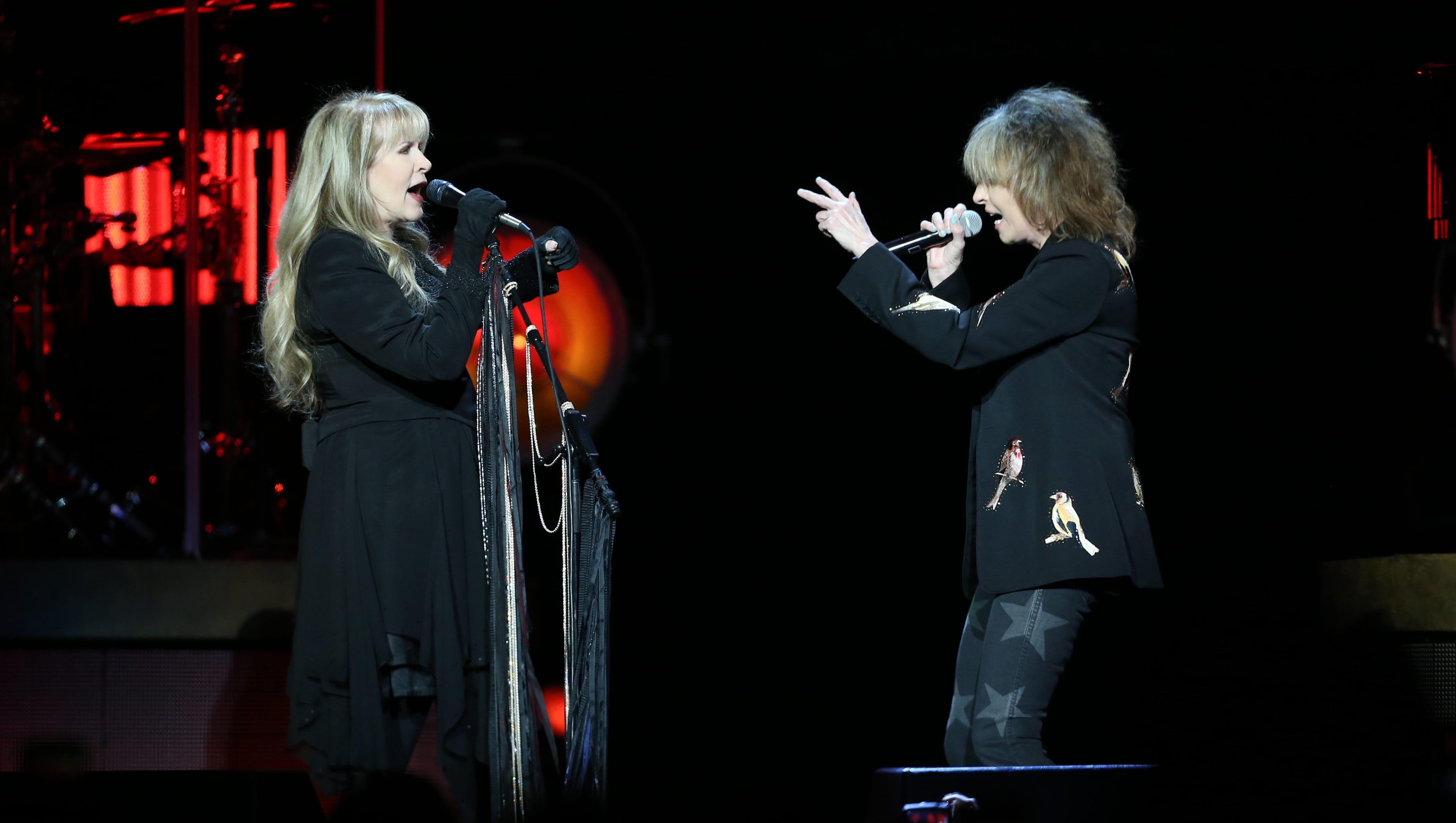 Stevie Nicks and Chrissie Hynde of the Pretenders perform during a 2017 concert at FedExForum.