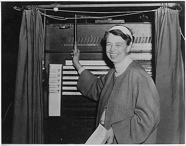 Eleanor Roosevelt voting, Hyde Park, NY