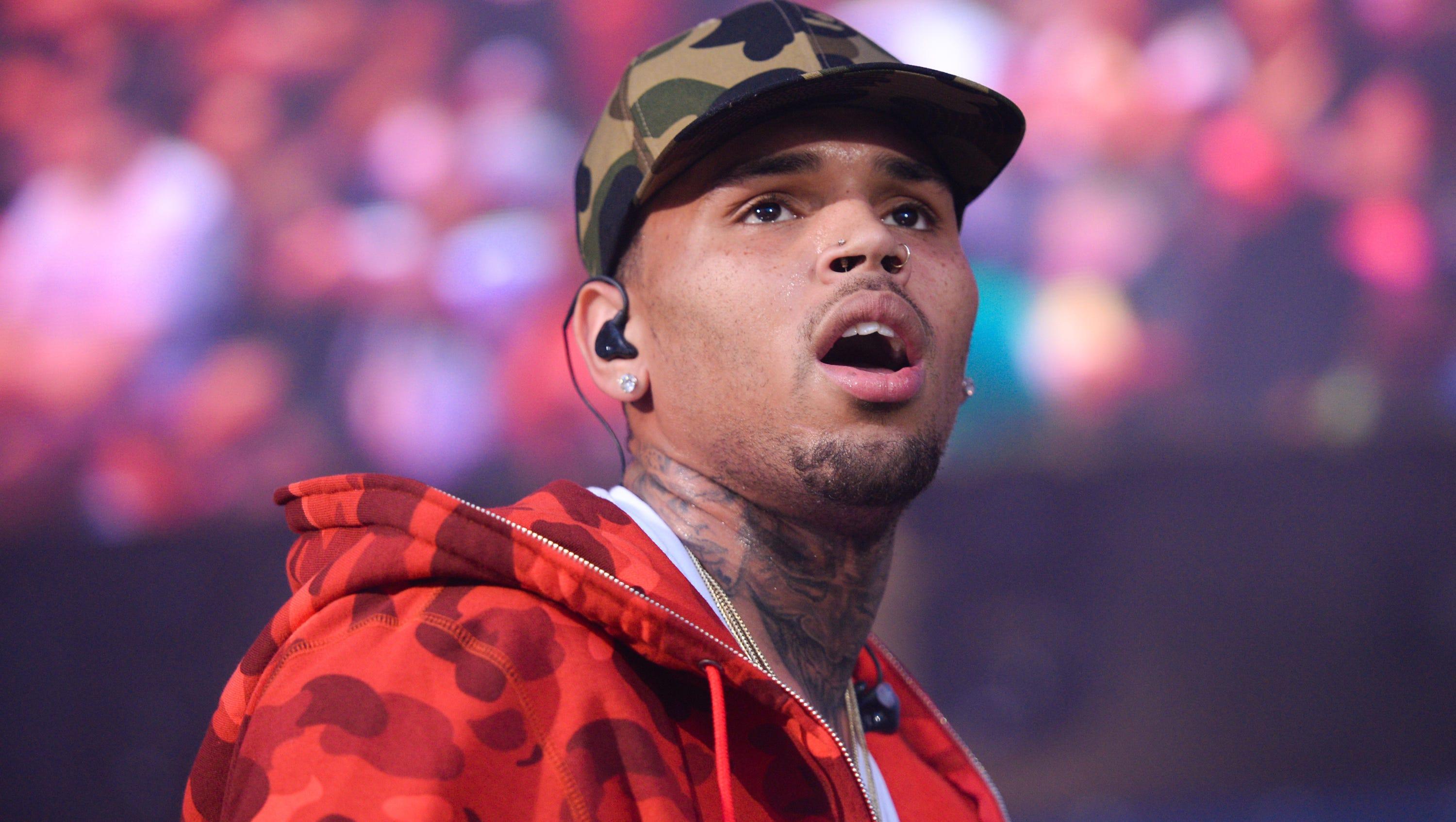 Chris Brown performs in June 2015 in East Rutherford, N.J.