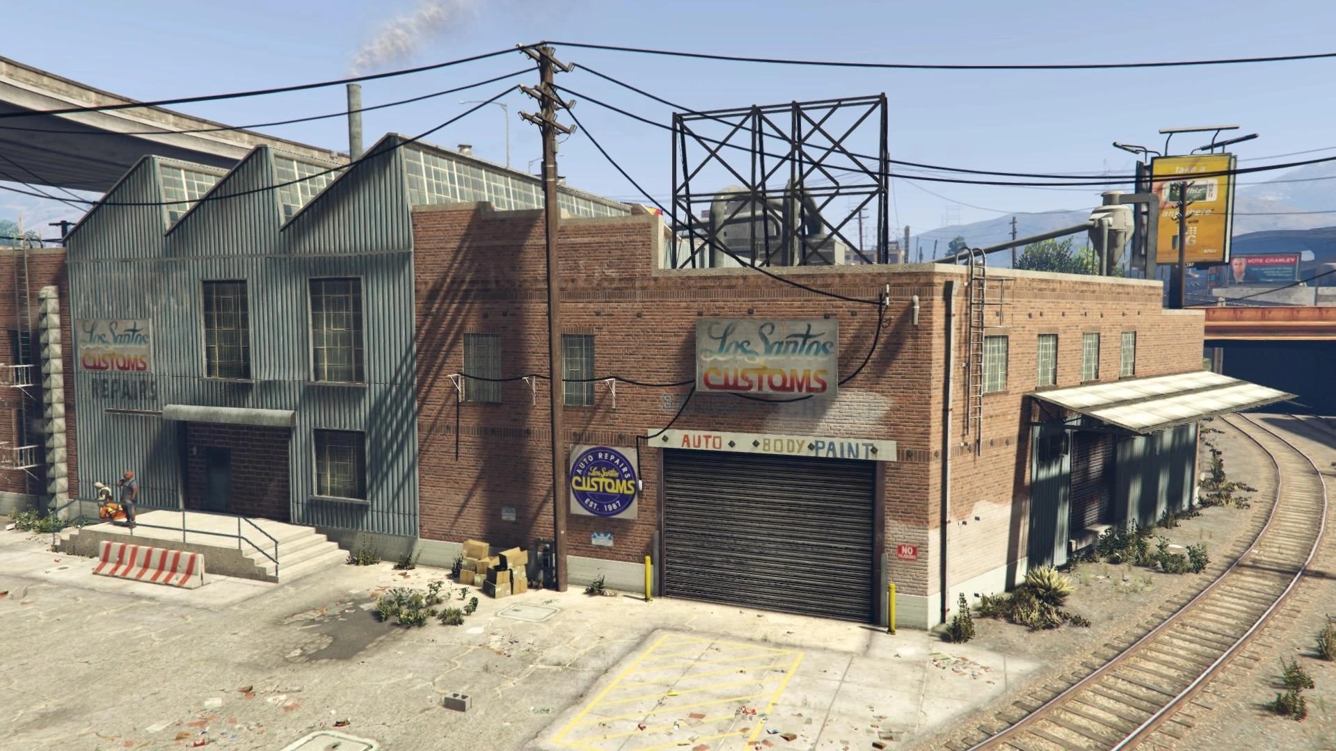 A Los Santos Customs shop in GTA 5.