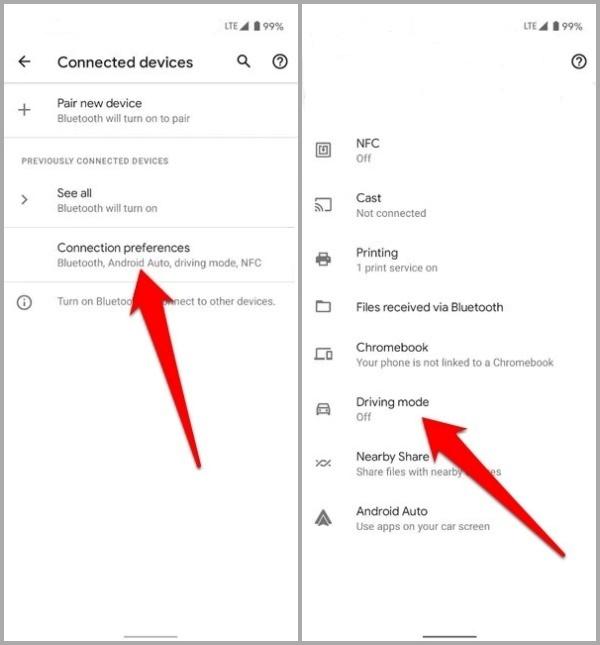 Driving Mode Settings on Android