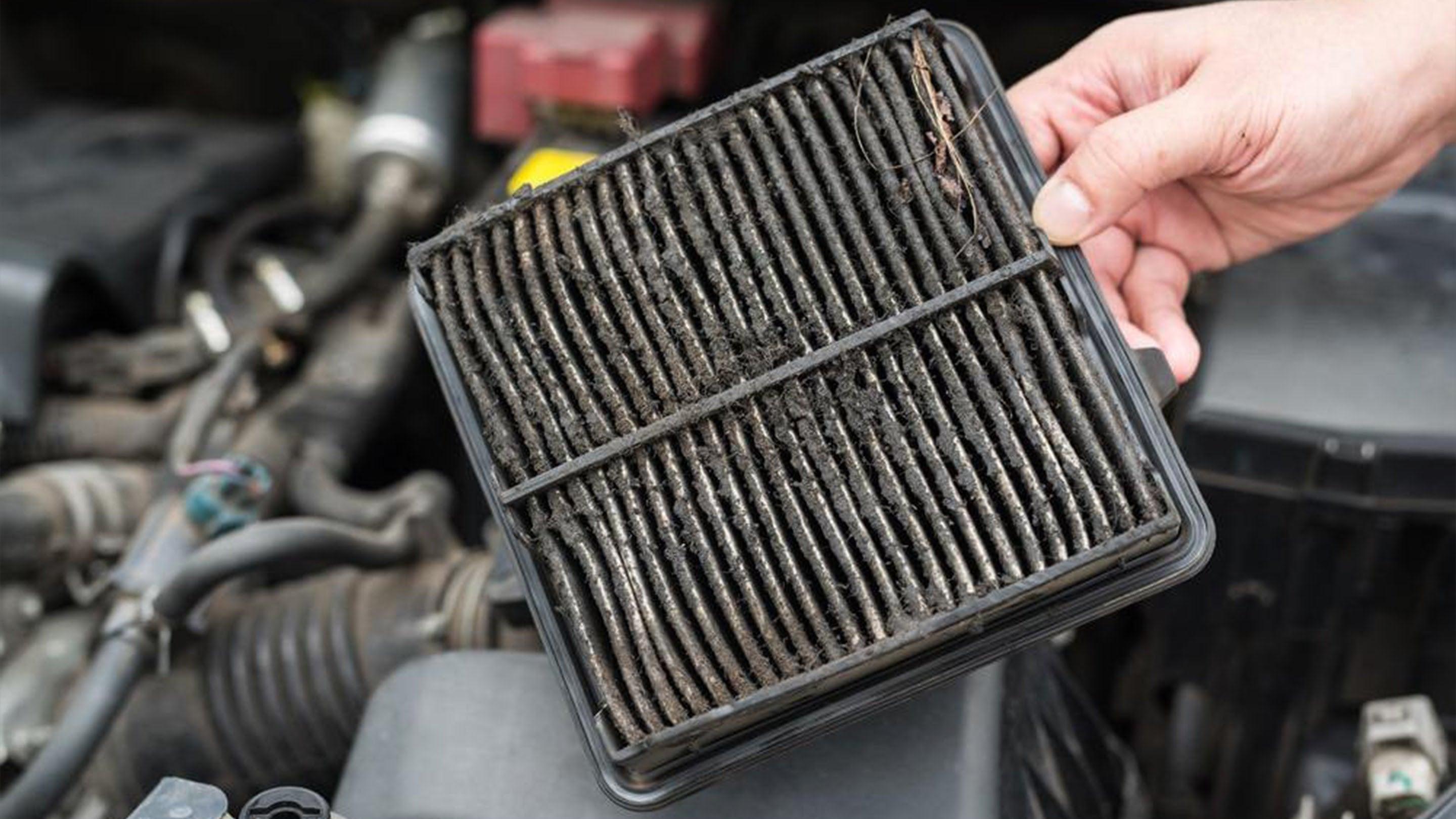 Dirty air filter removed from vehicle