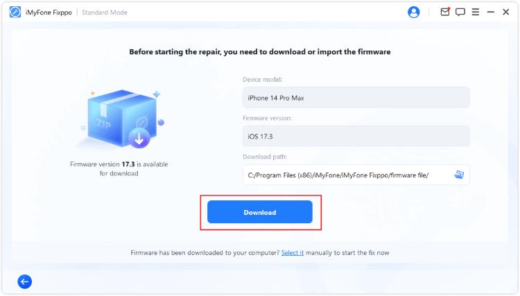 download firmware file for fixing