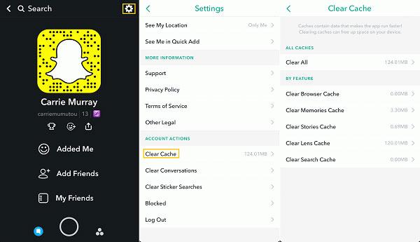 clean snapchat cache