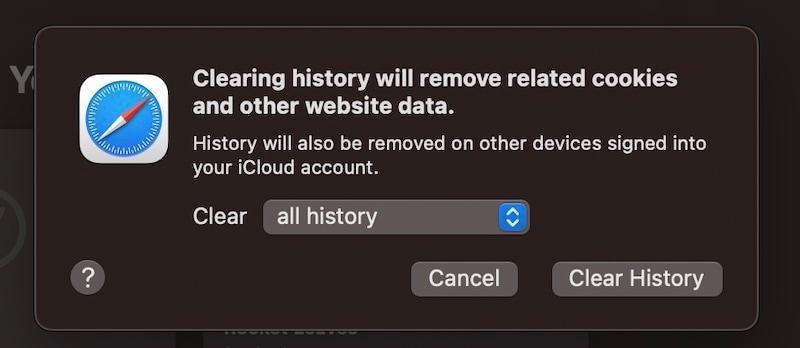 clear history in safari