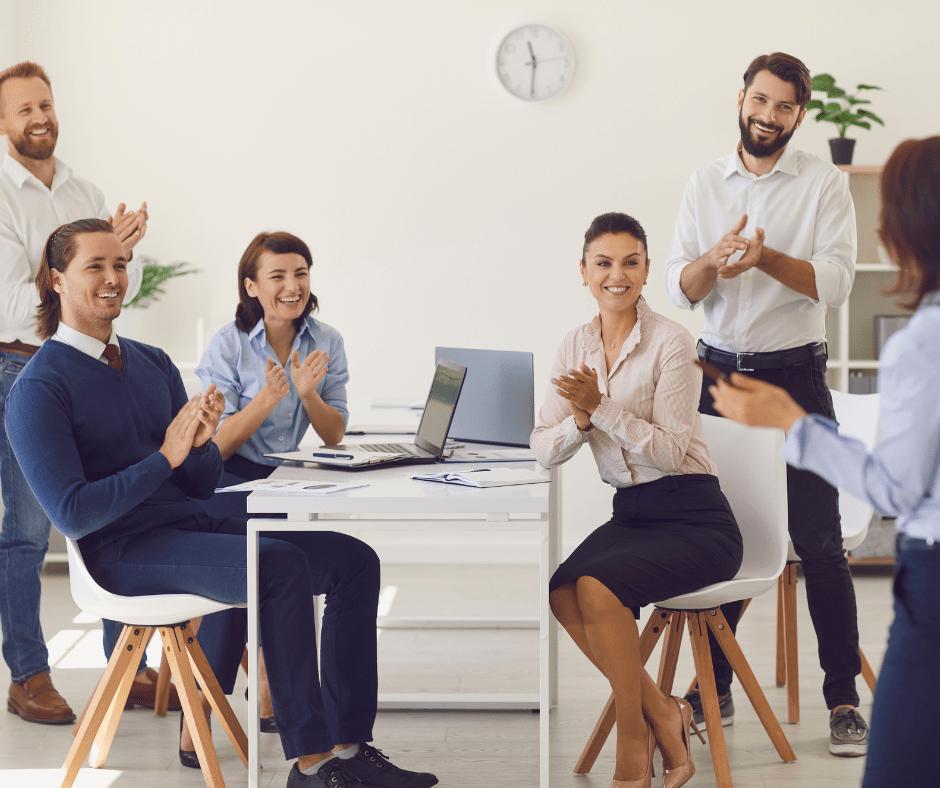 A group of people discussing successful organizational culture change