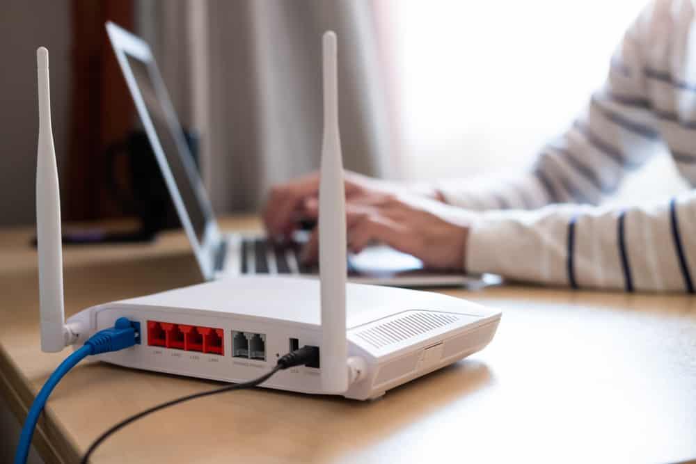Internet router on working table