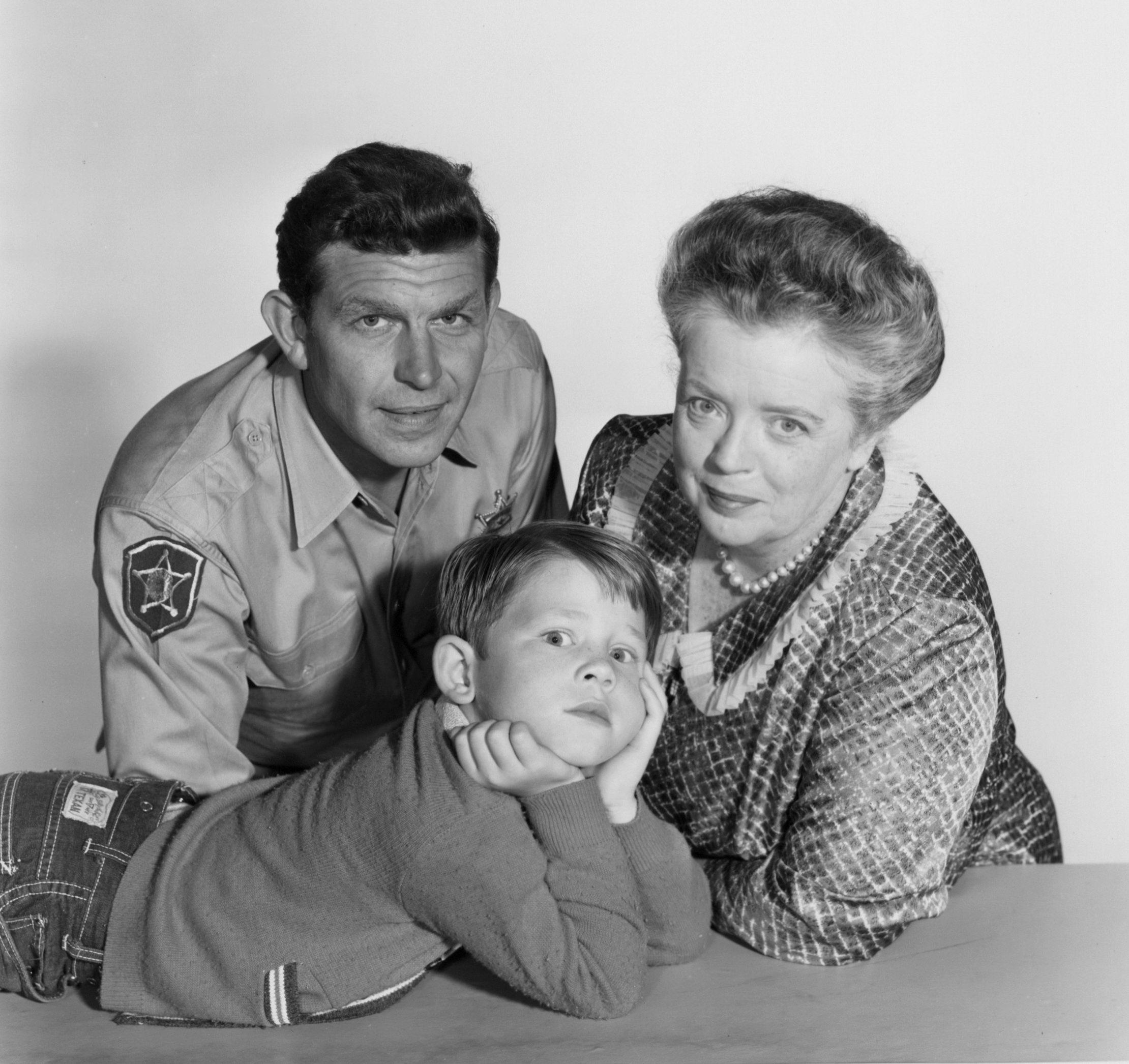 Andy Griffith, Frances Bavier, and Ron Howard of